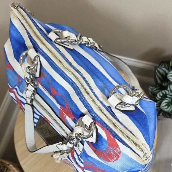 Coach Poppy Nautical Stripe Tote and Matching Wallet - Picture 11 of 16